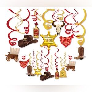 Western Cowboy Ceiling Hanging Swirl Decorations for Parties, Home, Classroom